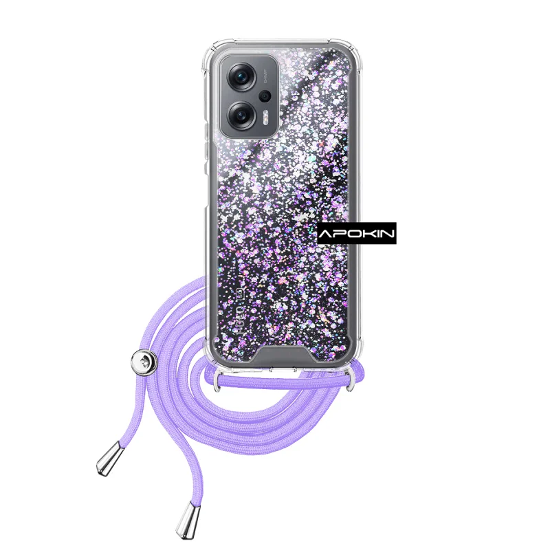 Capa de Gel Apokin para Xiaomi Poco X4 GT Transparente com Cordão Azul turquesa - Imagem 2