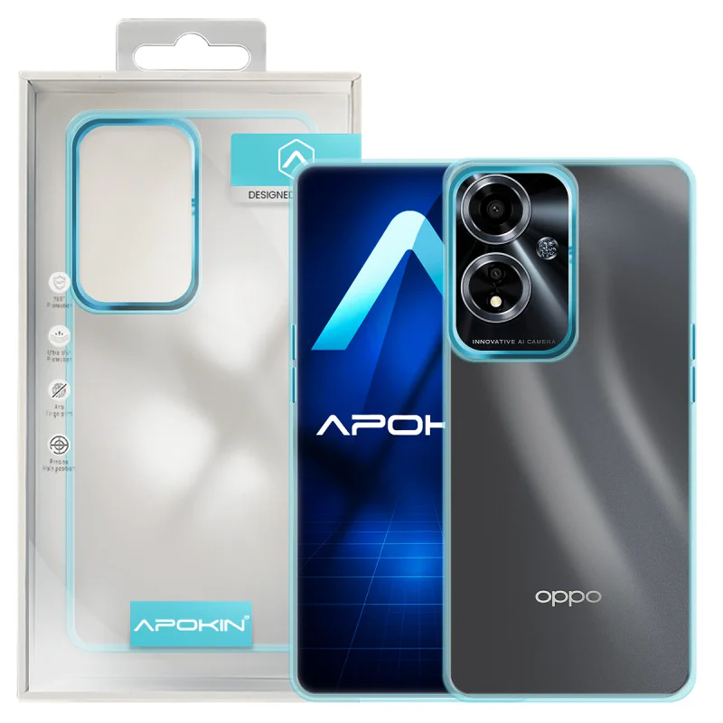 Capa Apokin para Oppo A59 5G Acrílico Transparente Turquesa - Imagem 6