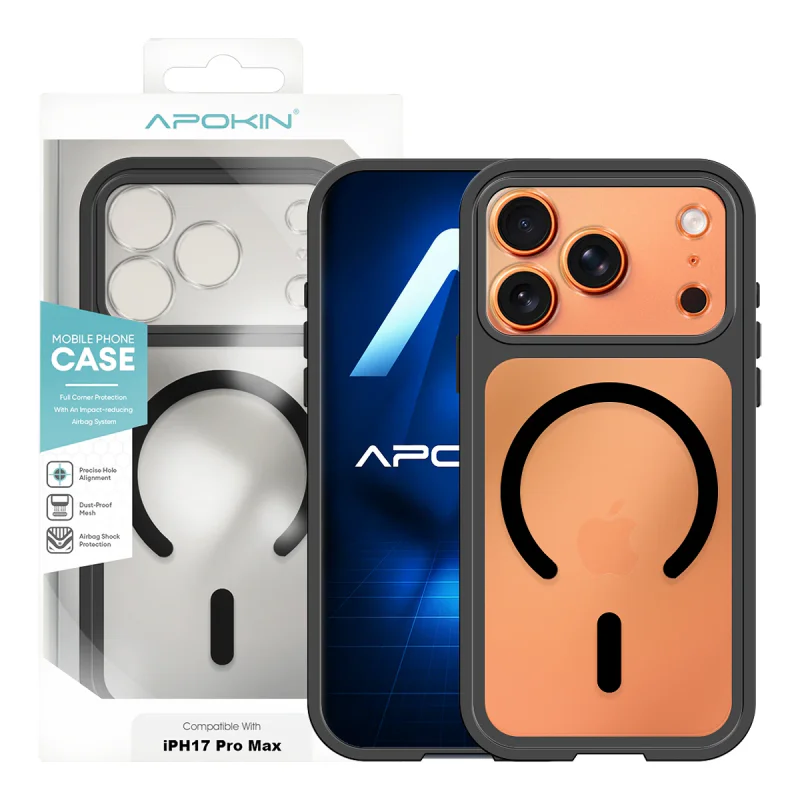 Capa Apokin iPhone 15 Transparente Magnética com Proteção de Câmara Laranja - Imagem 2