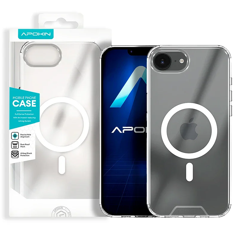Capa Transparente Clear 3D com MagSafe Apokin para iPhone 16e e iPhone 17 - Imagem 1