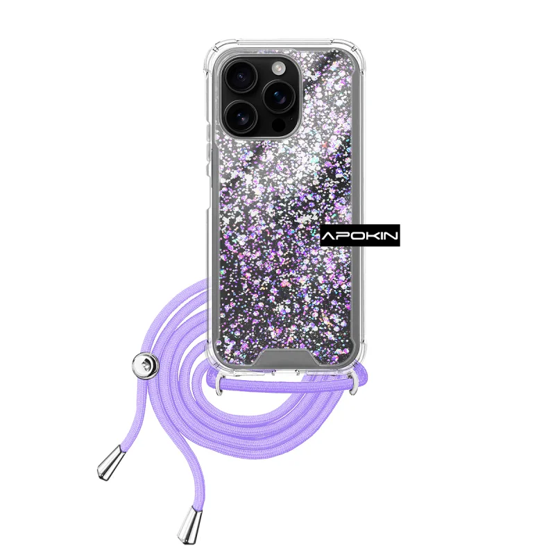 Capa de Gel Apokin Transparente com Cordão para iPhone 16 Pro Preto - Imagem 2