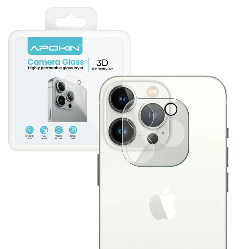 Protetor de Câmara Apokin para iPhone 13 Pro e 13 Pro Max Vidro Temperado Transparente - Imagem 1