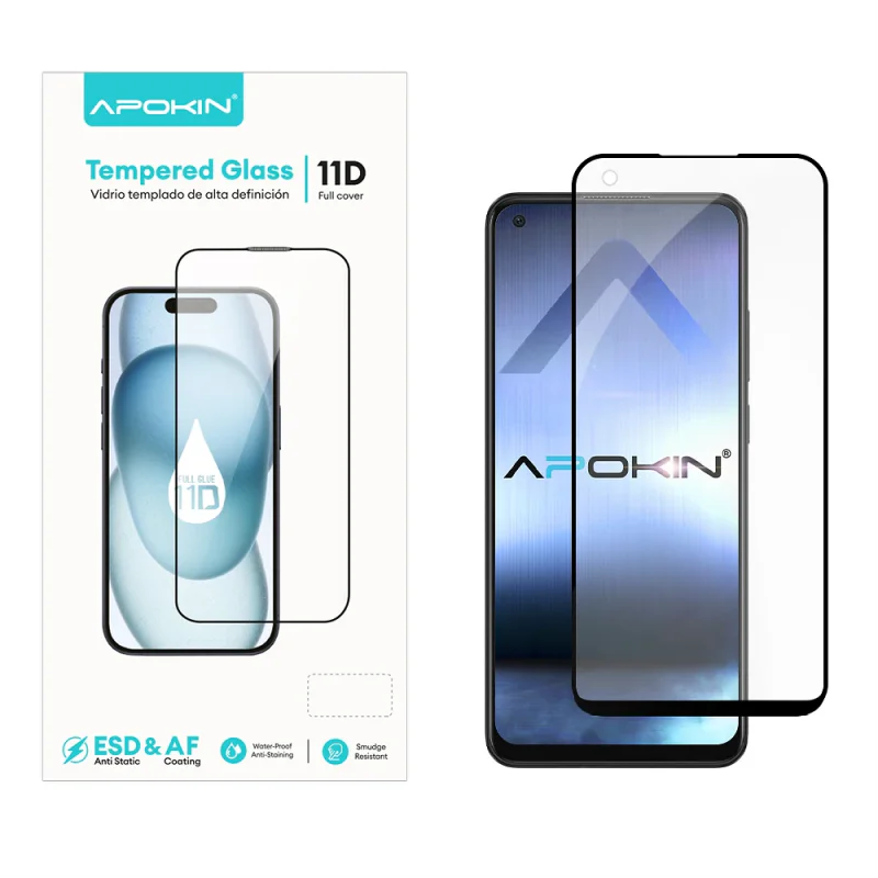 Película de Vidro Temperado Apokin para Oppo A78 4G Full Glue 11D Preto - Imagem 1