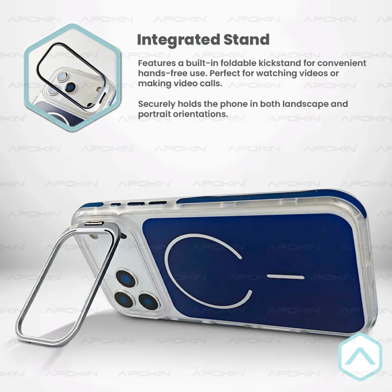 Capa Apokin para iPhone 17 Air Acrílica com MagSafe e Suporte Azul - Imagem 5