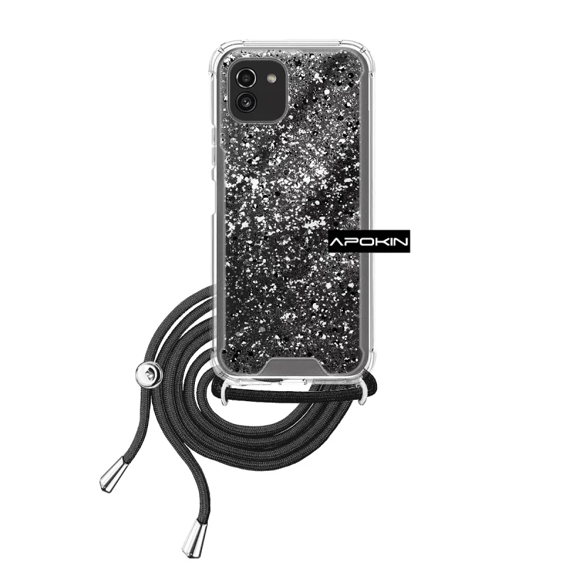 Capa Apokin para Samsung Galaxy A03 Gel Transparente com Cordão Rosa - Imagem 5