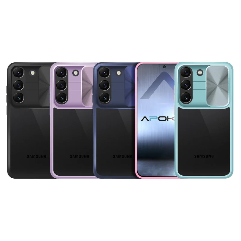 Capa Apokin para Samsung Galaxy S23 Plus Antichoque Gel com Tampa Deslizante para Câmara Preto - Imagem 1