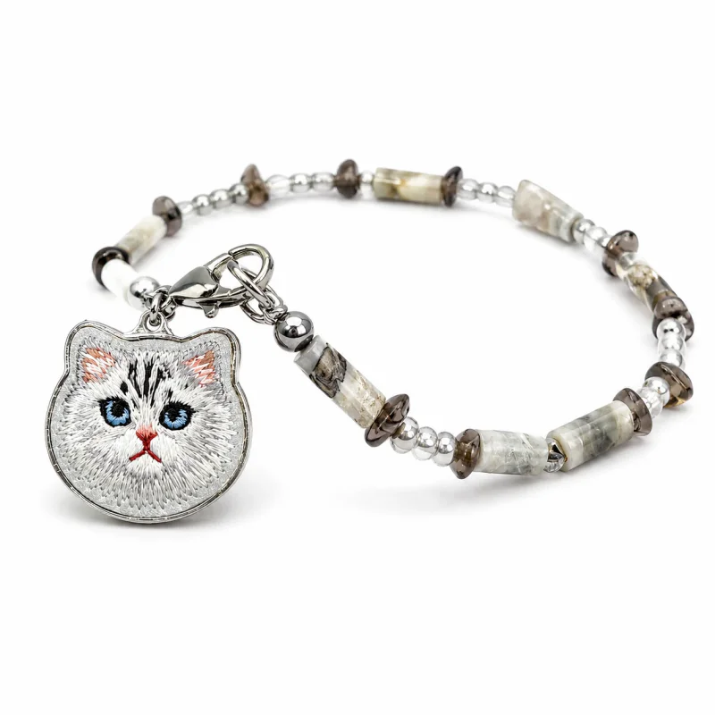 Pendente de Telemóvel Apokin Nimmy Lucky Fashion Charm Gato Cinzento