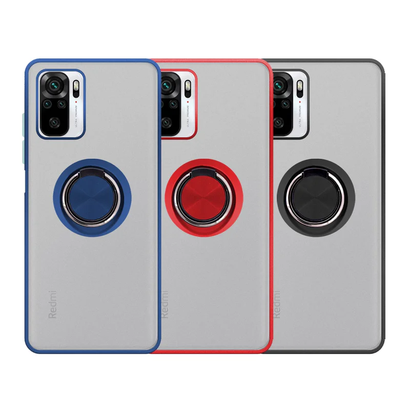 Capa de Gel Apokin Magnética com Suporte Fumada para Xiaomi Redmi Note 10 4G / 10S Vermelho