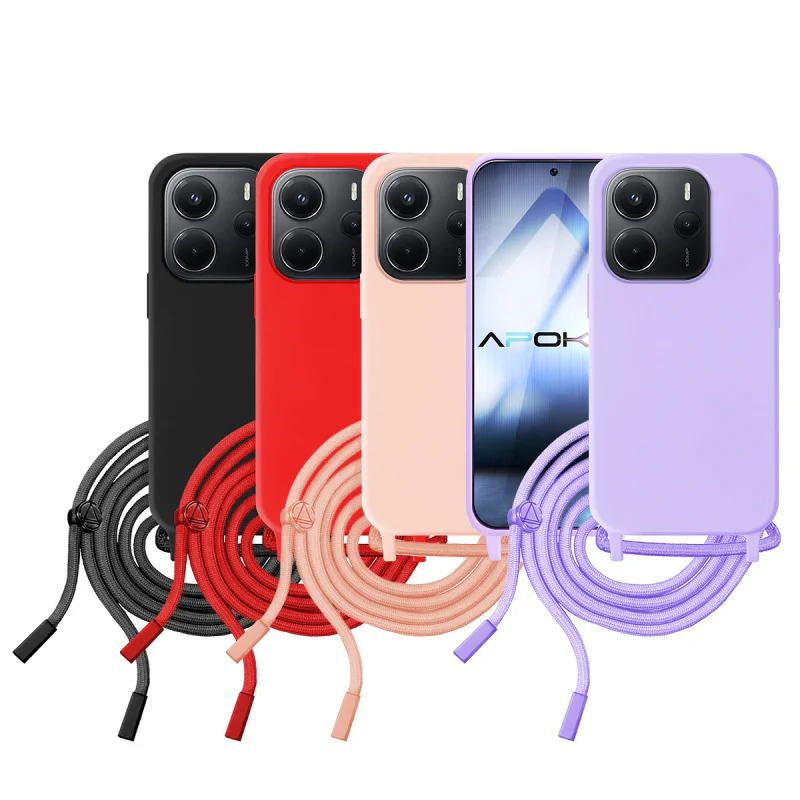 Capa Apokin para Xiaomi Redmi Note 14 4G com Cordão Preto