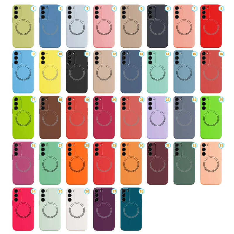 Estojo de Silicone Líquido Apokin com MagSafe para Samsung Galaxy S23 Plus Verde-menta 37