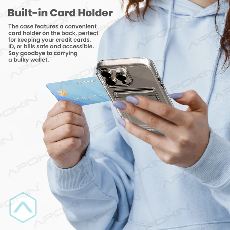 Capa Apokin para iPhone 16 Transparente com Porta-cartões - Imagem 5