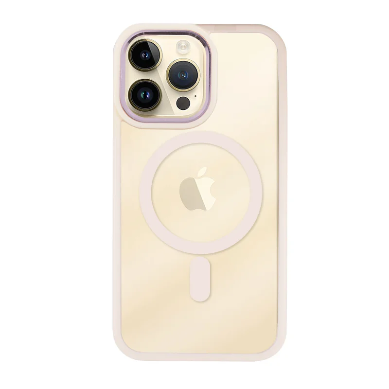Capa Apokin para iPhone 15 Plus Transparente com Borda Colorida e MagSafe Rosa - Imagem 6