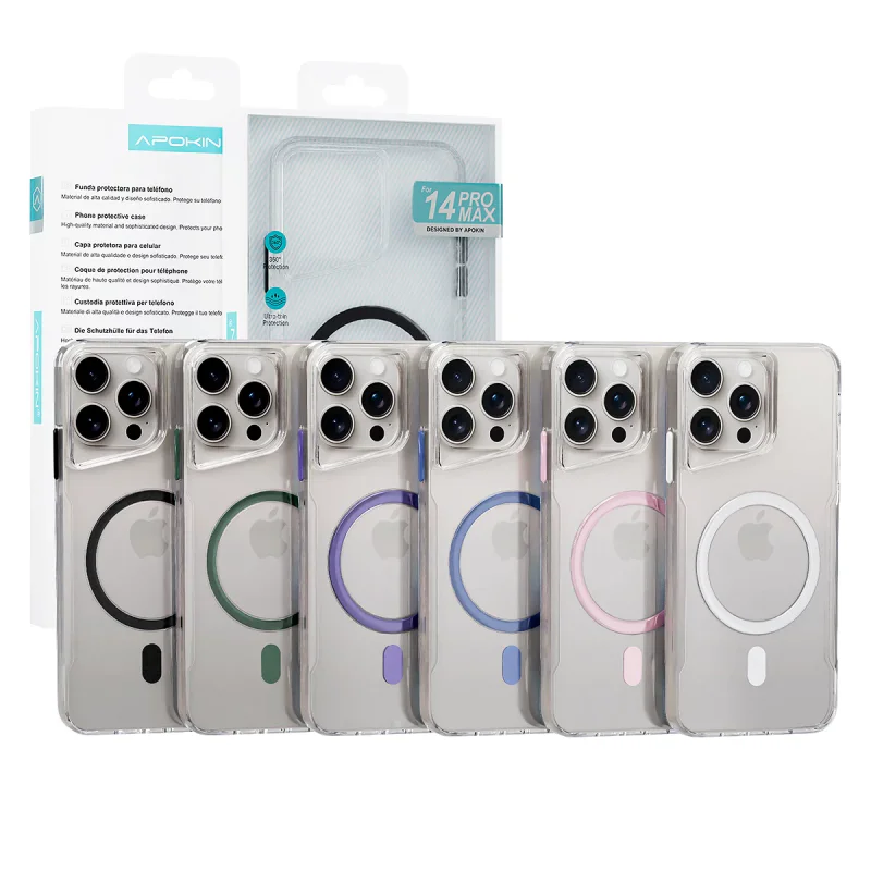 Capa Apokin para iPhone 14 Pro Max Transparente com MagSafe Variedade de Cores - Imagem 1