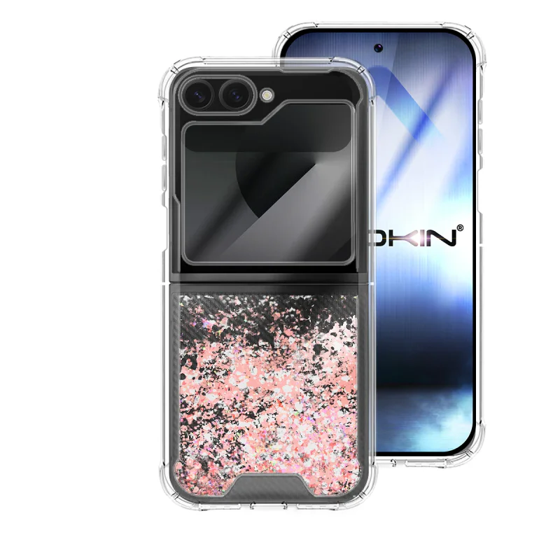 Capa Apokin Samsung Galaxy Z Flip 6 Gel com Purpurina Azul Turquesa - Imagem 3