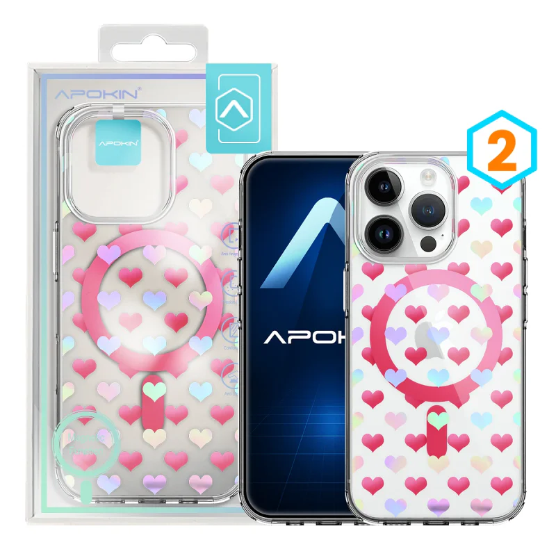 Capa Apokin para iPhone 14 Pro Max Metálica Iridescente com Desenhos e MagSafe 2 - Imagem 3