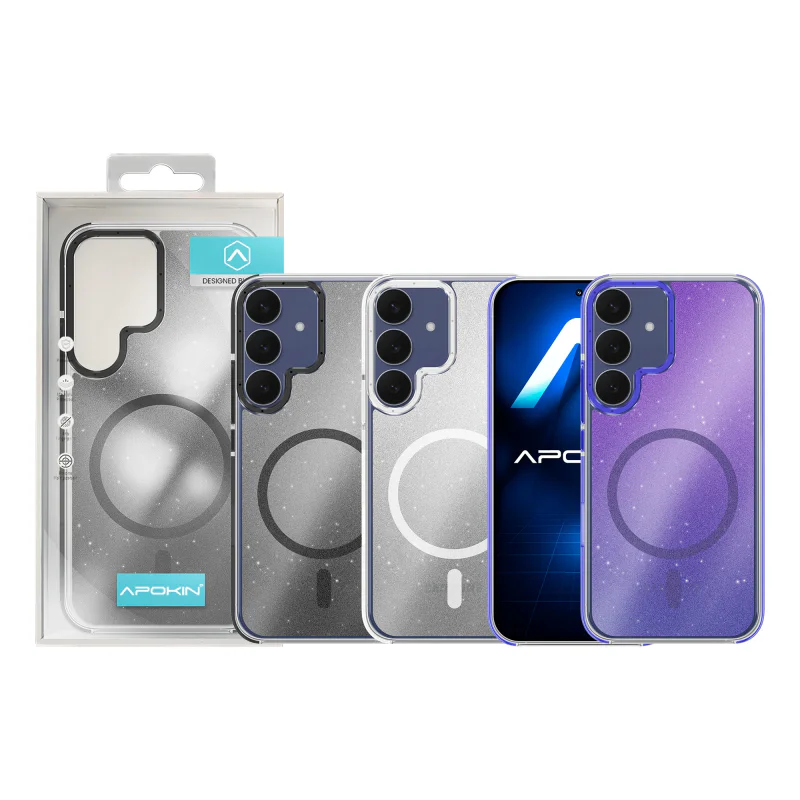 Capa Acrílica Apokin para Samsung Galaxy S25 Plus com Purpurina e MagSafe Prata - Imagem 1