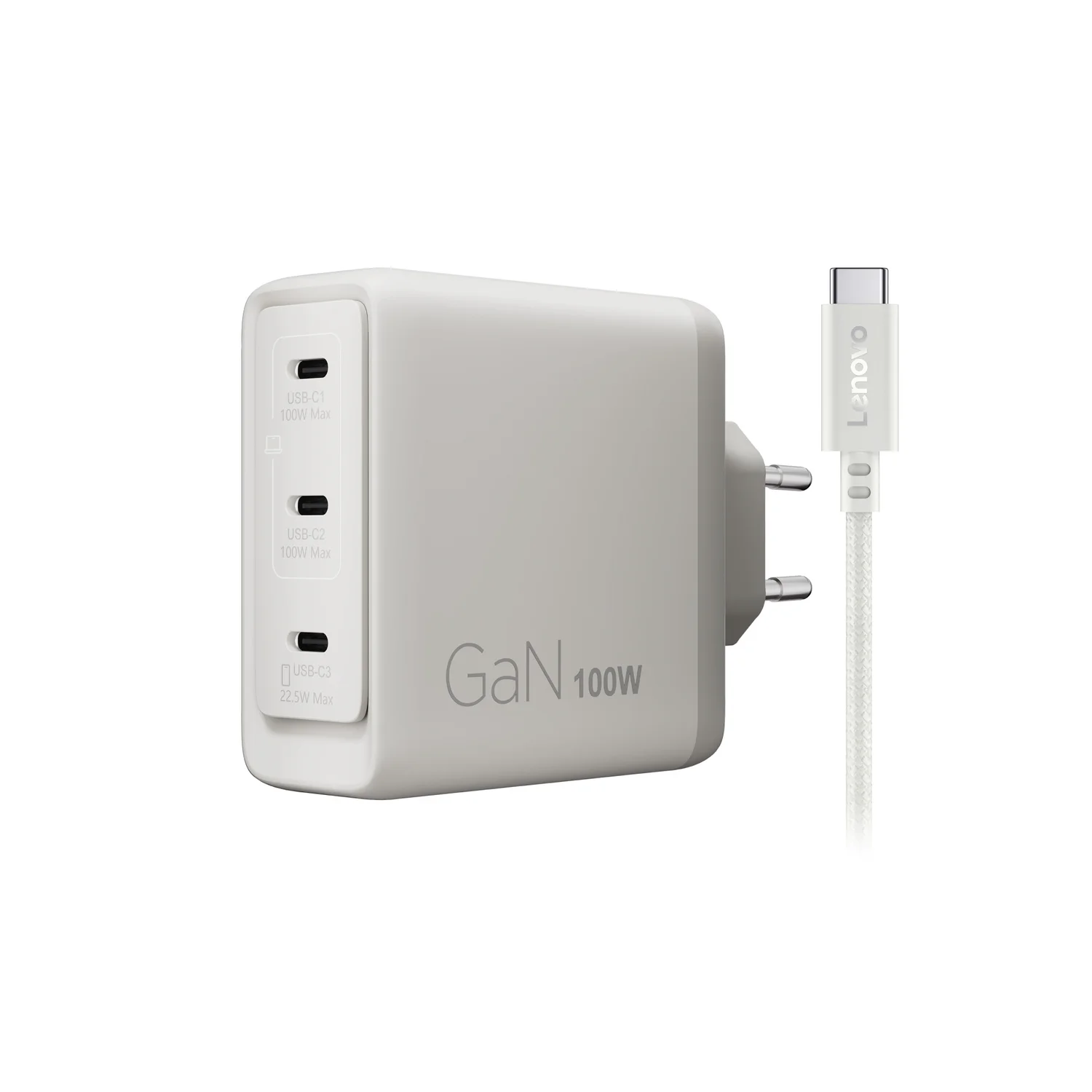 Carregador Lenovo GaN 100W USB-C Multiporta com 3 Portas e Cabo 1,8 m Seashell - Imagem 7