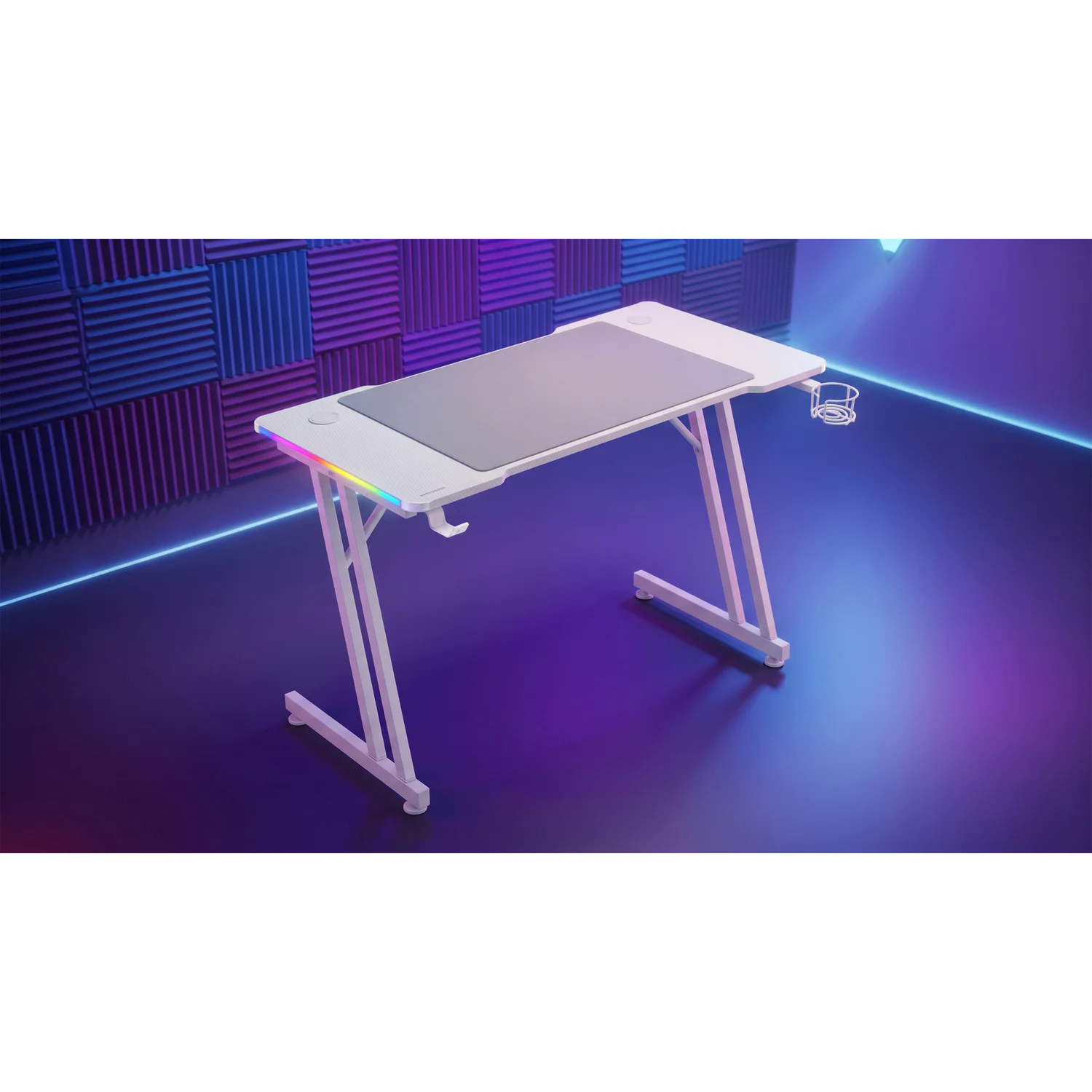 Secretária Gaming Mars Gaming MGD-A120RGB 120x60 cm com Iluminação RGB e Tapete XXL Branca - Imagem 8