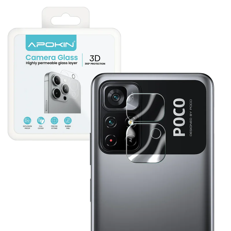Protetor de Câmara Apokin para Xiaomi Poco M4 Pro em Vidro Temperado Transparente