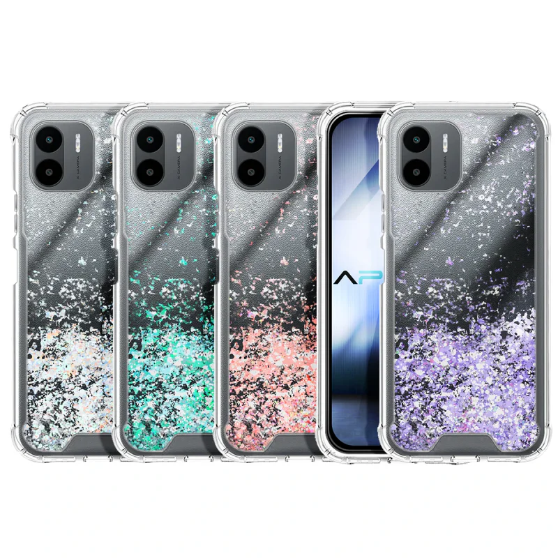Capa de Gel Apokin Xiaomi Redmi A1 Transparente com Purpurina Azul turquesa - Imagem 1