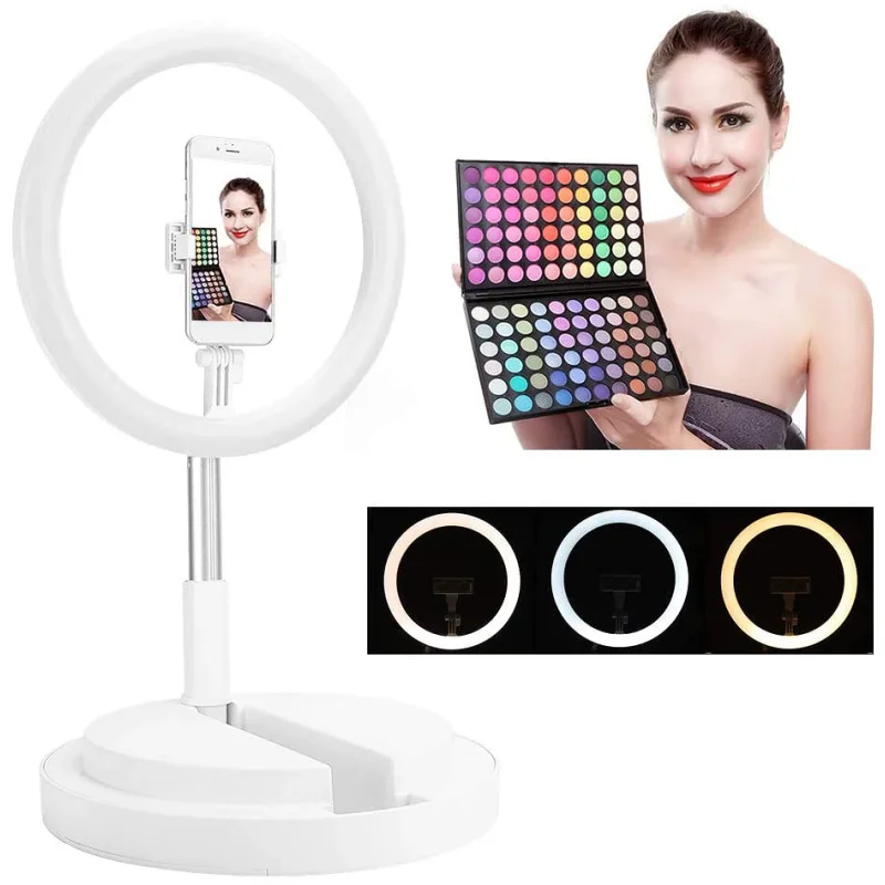 Anel de Luz LED Apokin RGB Live Beauty 26 cm com Tripé Ajustável até 168 cm Branco - Imagem 4