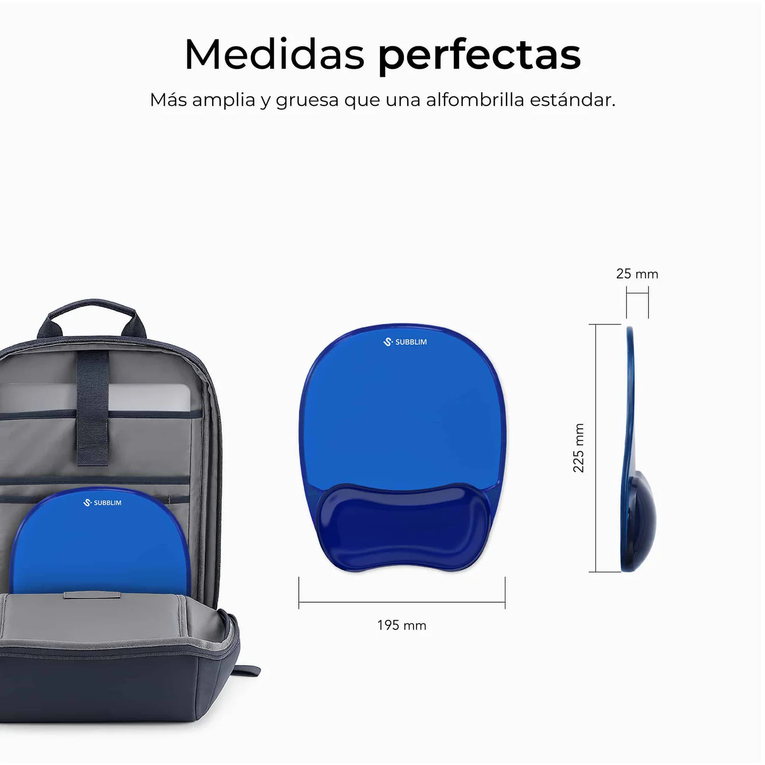 Tapete de Rato Ergonómico Subblim Ergo Crystal Flex com Apoio de Pulso em Gel Azul Escuro - Imagem 5