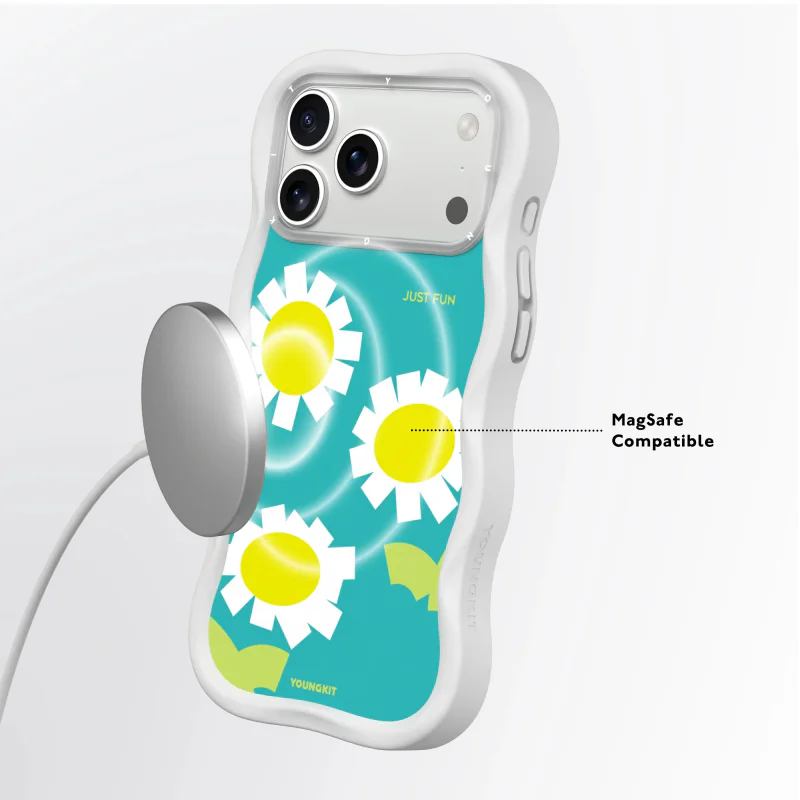 Capa Youngkit Apokin Big Wave para iPhone 17 Pro Max e 18 Pro Max Floral MagSafe Turquesa - Imagem 5