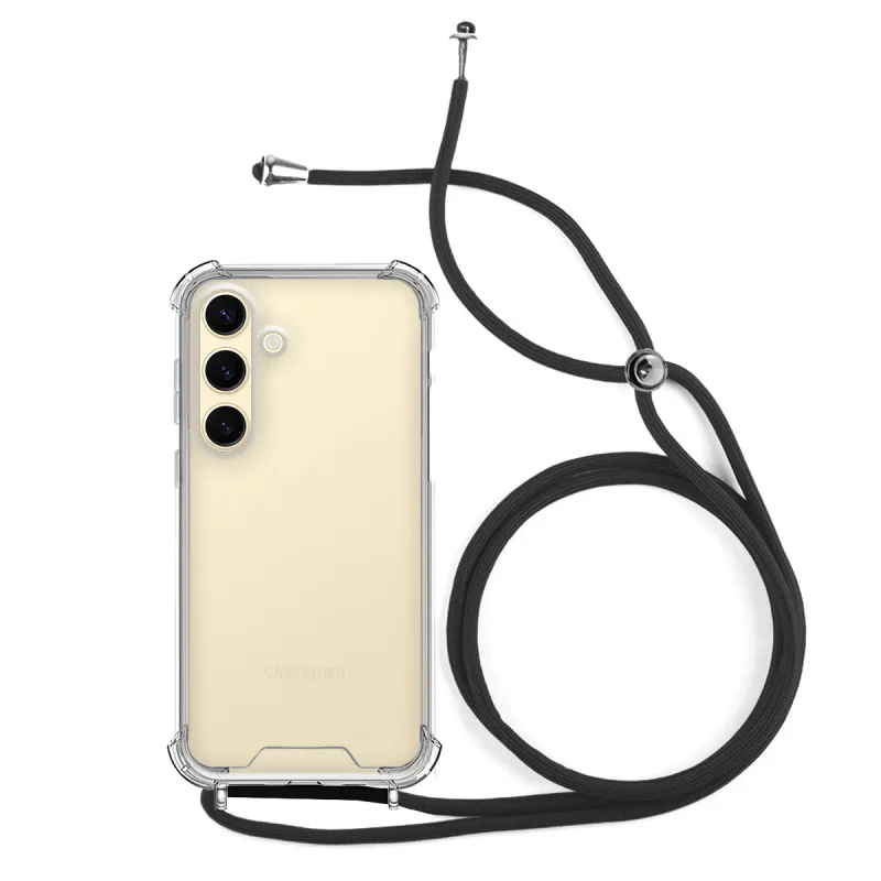 Capa de Gel Apokin para Samsung Galaxy S24 Transparente Antichoque com Cordão Transparente