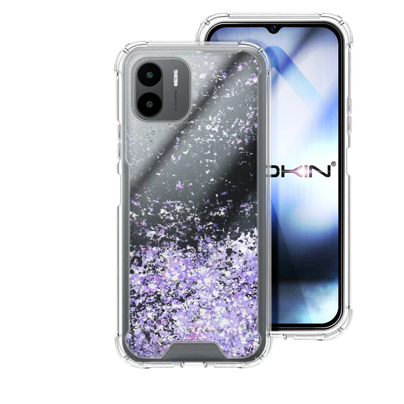Capa de Gel Apokin Xiaomi Redmi A1 Transparente com Purpurina Azul turquesa - Imagem 2