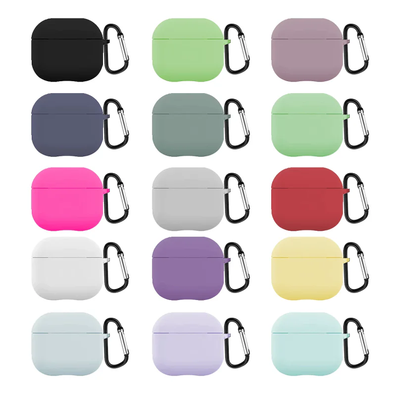 Capa de Silicone Apokin para Apple AirPods 3 com Mosquetão Colorido Roxo escuro - Imagem 1