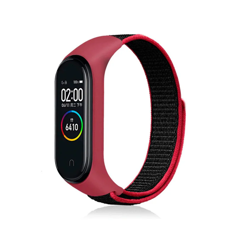 Bracelete de Velcro Apokin para Xiaomi Mi Band 3, 4 e 5 Vermelho Escuro - Imagem 1