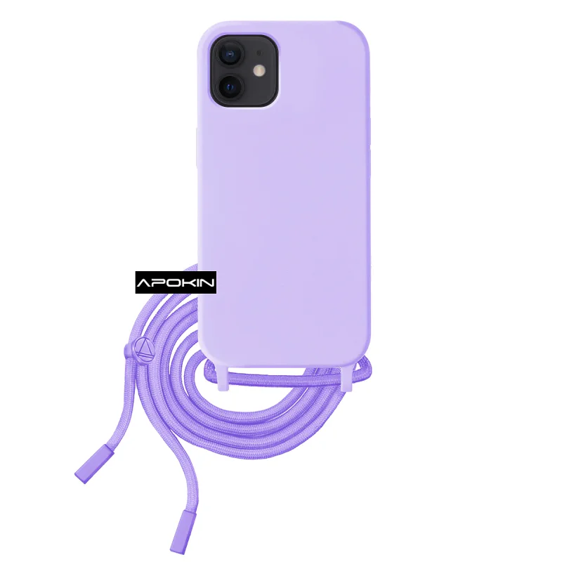 Capa Apokin para Apple iPhone 12 / 12 Pro em Silicone Macio com Cordão Preto - Imagem 4
