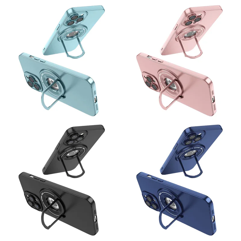 Capa Apokin Silicone Metalizada com Suporte para iPhone 13 Pro Max Variedade de cores - Imagem 6