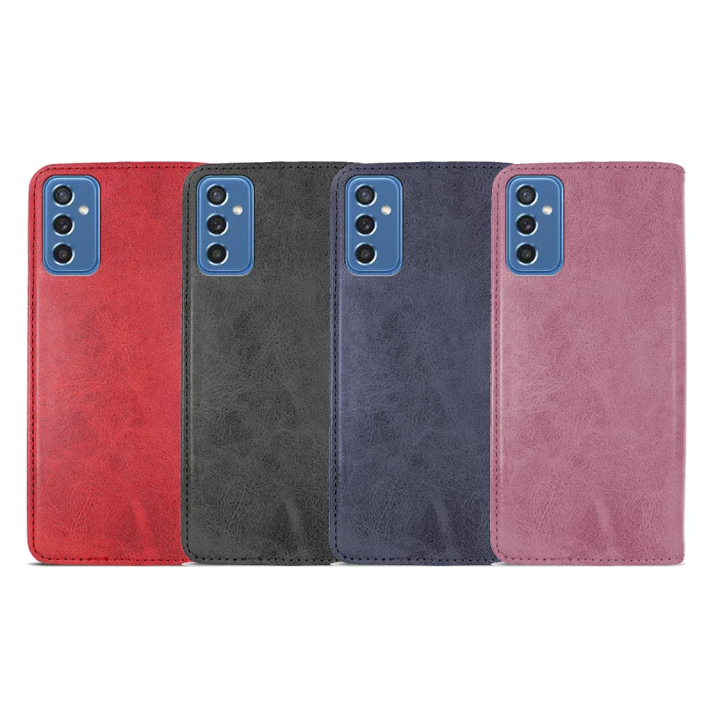 Capa Apokin para Samsung Galaxy M52 em Pele Sintética com Porta-cartões Vermelho