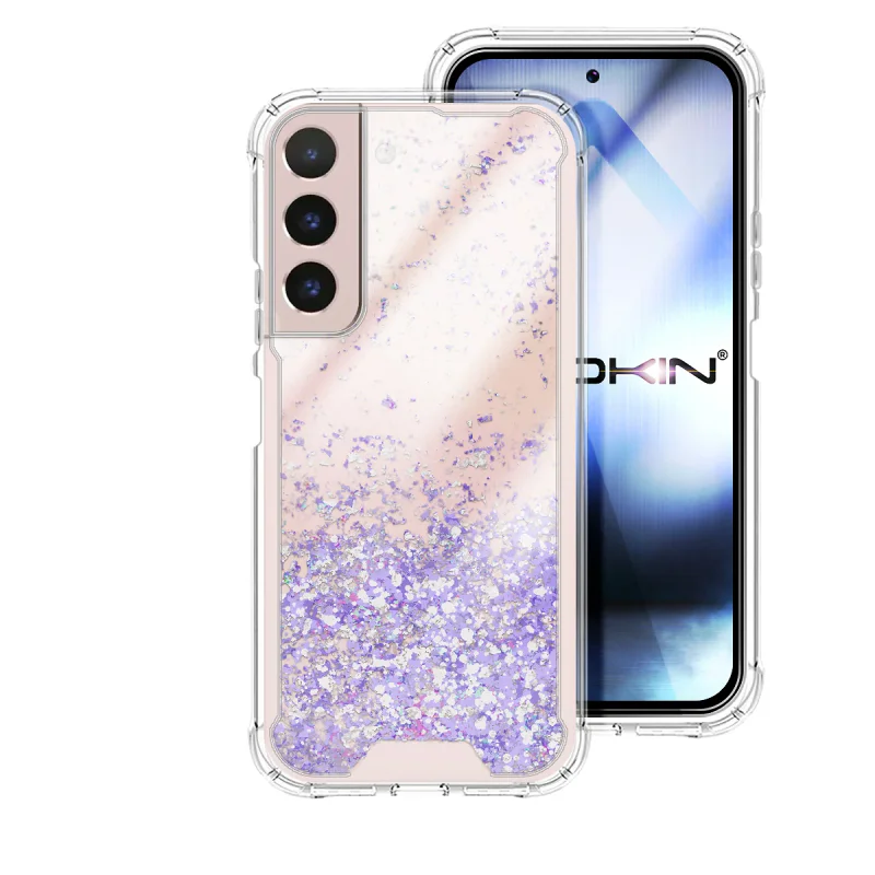 Capa Apokin para Samsung Galaxy S22 Gel Transparente com Glitter Azul turquesa - Imagem 2