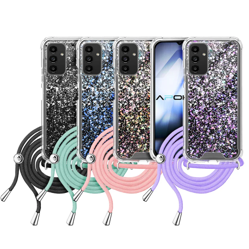Capa de Gel Apokin para Samsung Galaxy A13 5G Transparente com Cordão Preto - Imagem 1