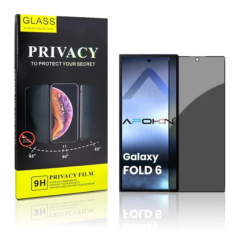 Película Apokin de Vidro Temperado Privacidade 5D para Samsung Galaxy Z Fold 6 Ecrã Curvo Preto