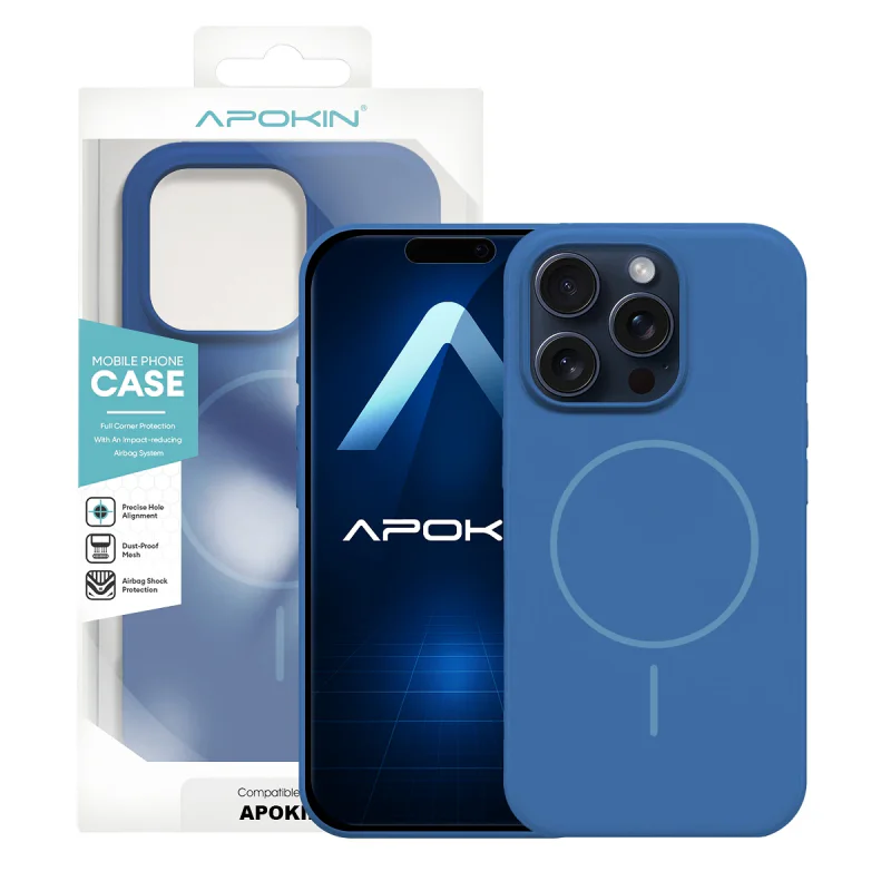 Capa Apokin em Silicone Premium para Apple iPhone 15 Pro com MagSafe Cor: Variedade de cores - Imagem 3