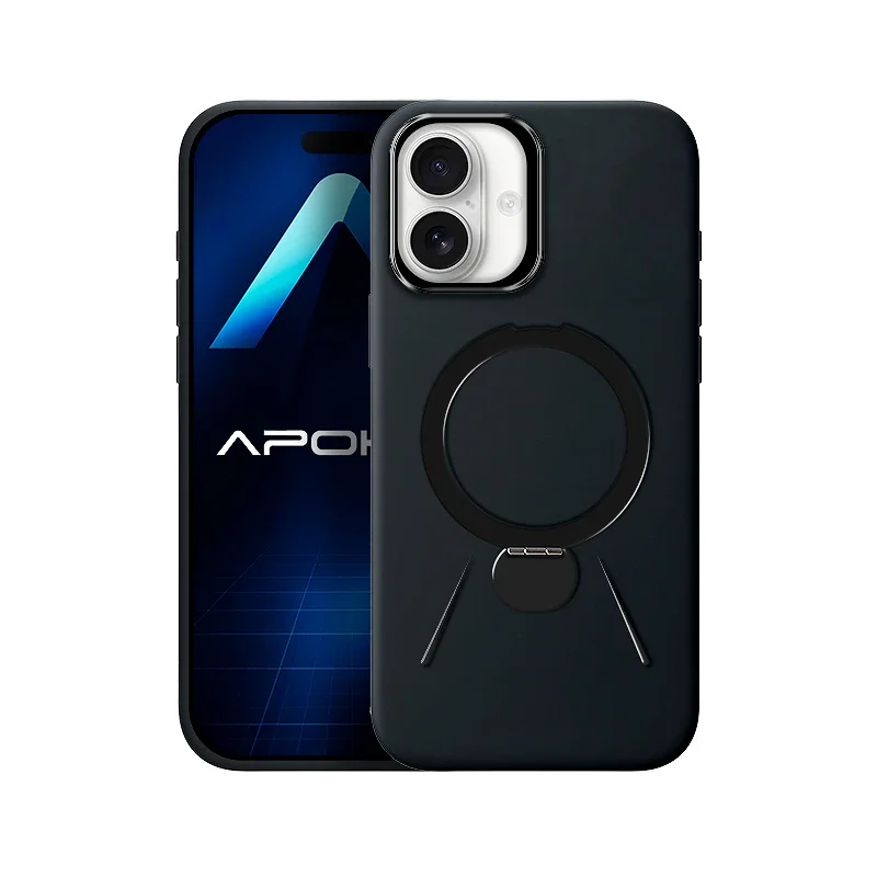 Capa Apokin Rock para iPhone 16 com Anel e Suporte Efeito Carbono Preto - Imagem 2