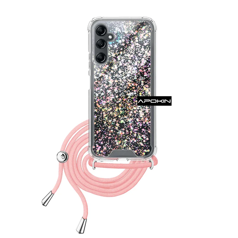 Capa Apokin para Samsung Galaxy A14 5G em Gel Transparente com Cordão Lilás - Imagem 3