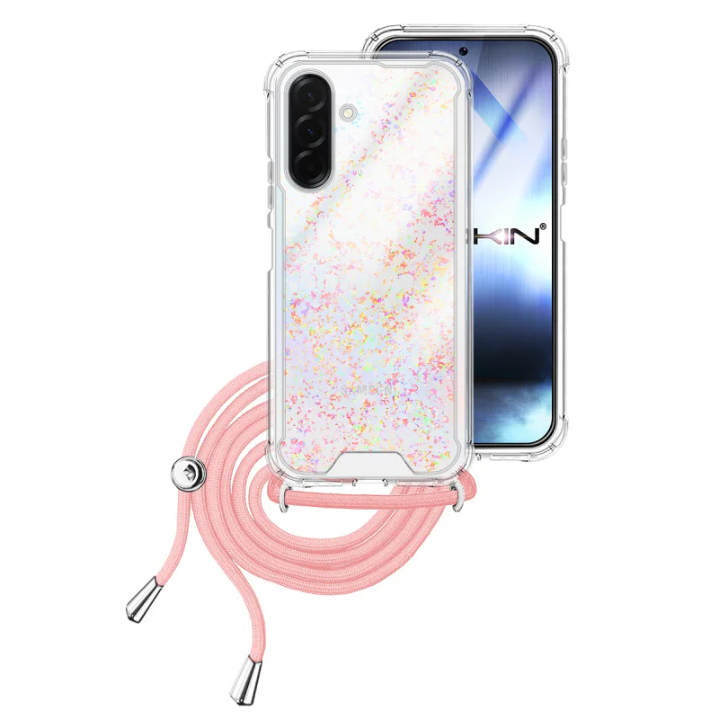 Capa Apokin para Samsung Galaxy A36 Gel Transparente com Cordão Lilás - Imagem 3