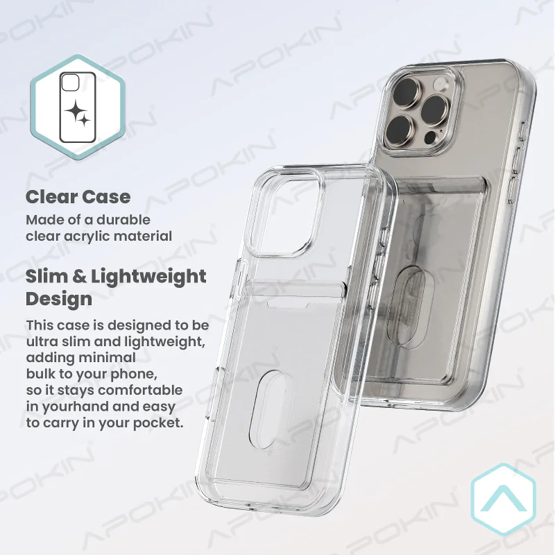 Capa Apokin para iPhone 16 Transparente com Porta-cartões - Imagem 3