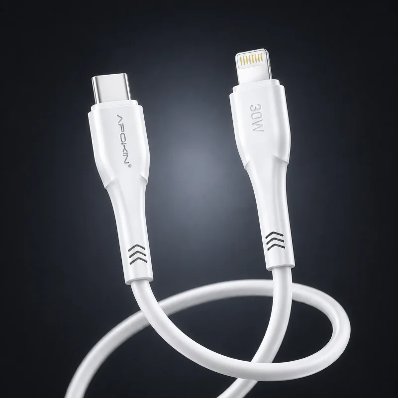 Cabo USB-C para Lightning Apokin 27 W 0,30 m Branco - Imagem 3