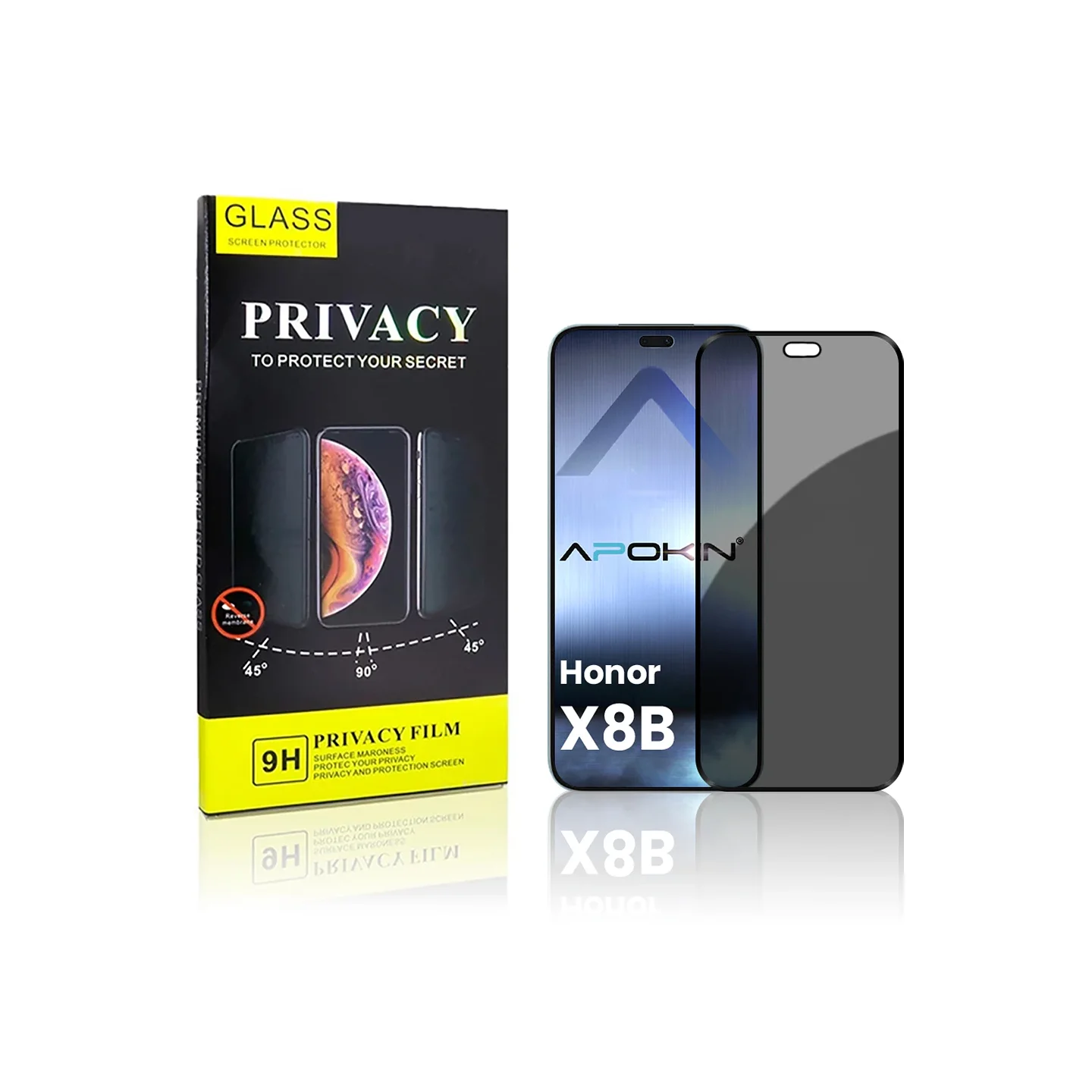 Película de Vidro Temperado Apokin de Privacidade 5D Curvo para Honor 200 Lite e X8B