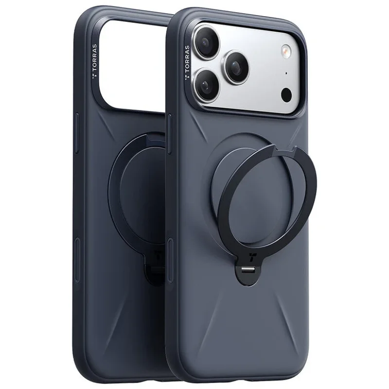 Capa Apokin Torras Ostand Spin Softune Series para Apple iPhone 17 Pro e iPhone 18 Pro Azul Marinho - Imagem 1