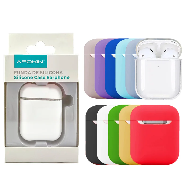 Capa Apokin para AirPods 1 e 2 Silicone Variedade de cores