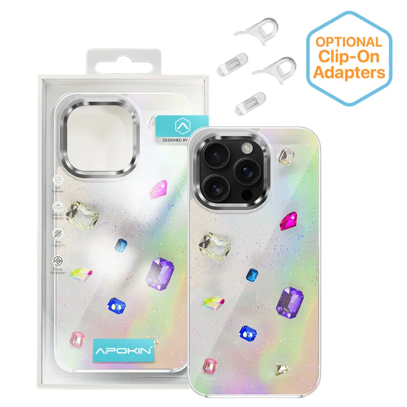 Capa Apokin para iPhone 16 Pro Iridescente com Pedras