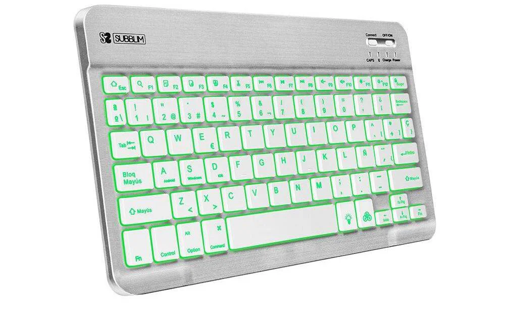 Teclado Compacto Sem Fios Subblim Smart Backlit Bluetooth Retroiluminado Prateado