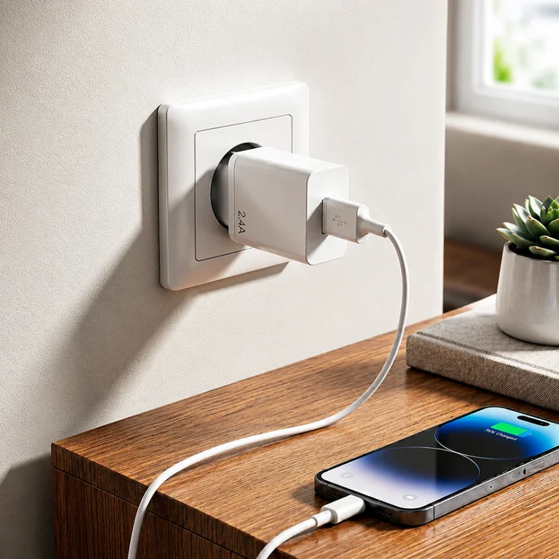 Carregador de Rede Apokin USB-A 2,4 A 12 W Branco - Imagem 4