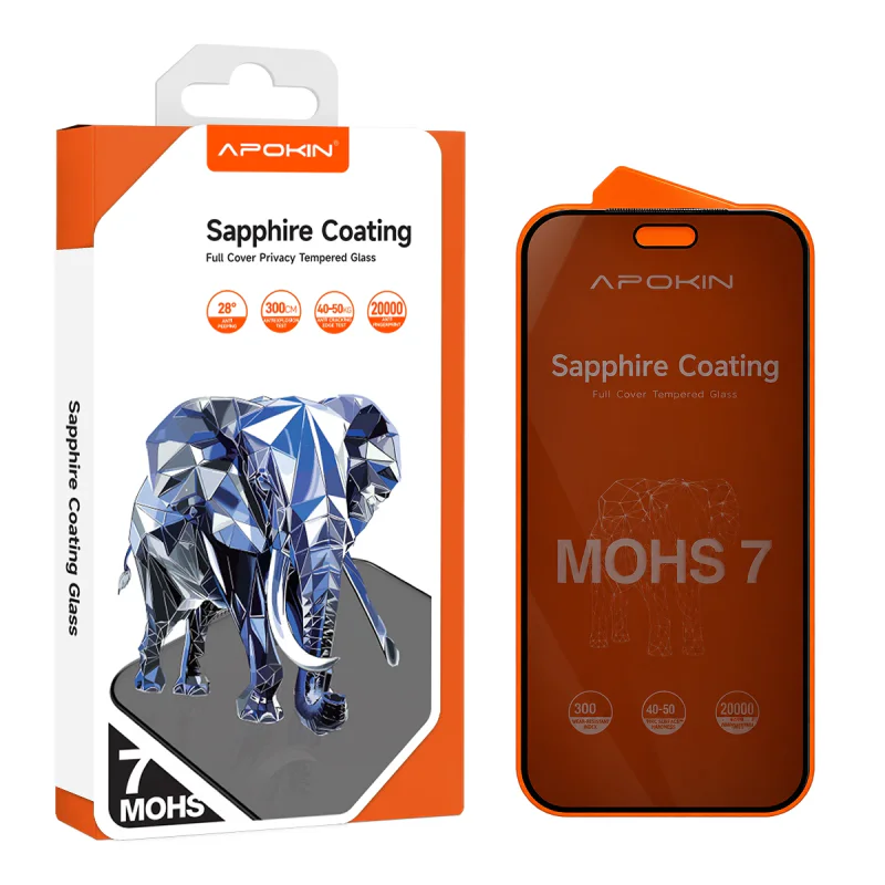 Película Apokin para iPhone 17 Pro Max Vidro Temperado Safira Privacidade Preto